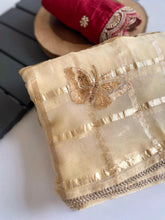 Viscose Glass Organza Chex Weaves Butterfly Saree  (Product Code: AS-823)